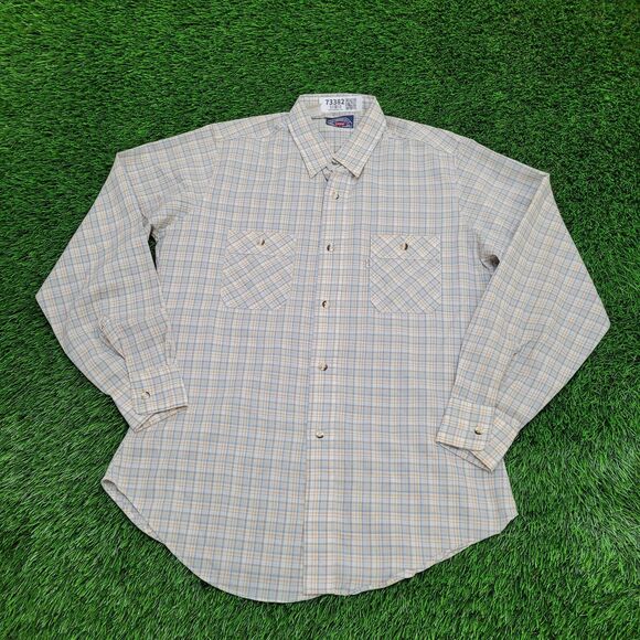 Vintage 80s LEVIS Button Shirt Large 21x30 Blue - Picture 1 of 10